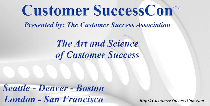 Futuristic hallway with text: Customer SuccessCon