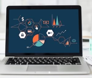 Laptop screen showing graphs