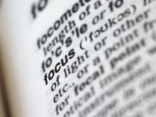 Image of dictionary page with bold font: Focus