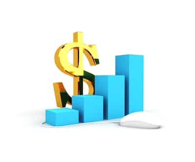 Dollar sign and bar graph