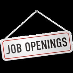 Hanging sign with Job Openings text