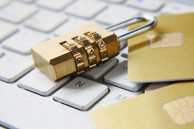 Image of a lock sitting on a keyboard